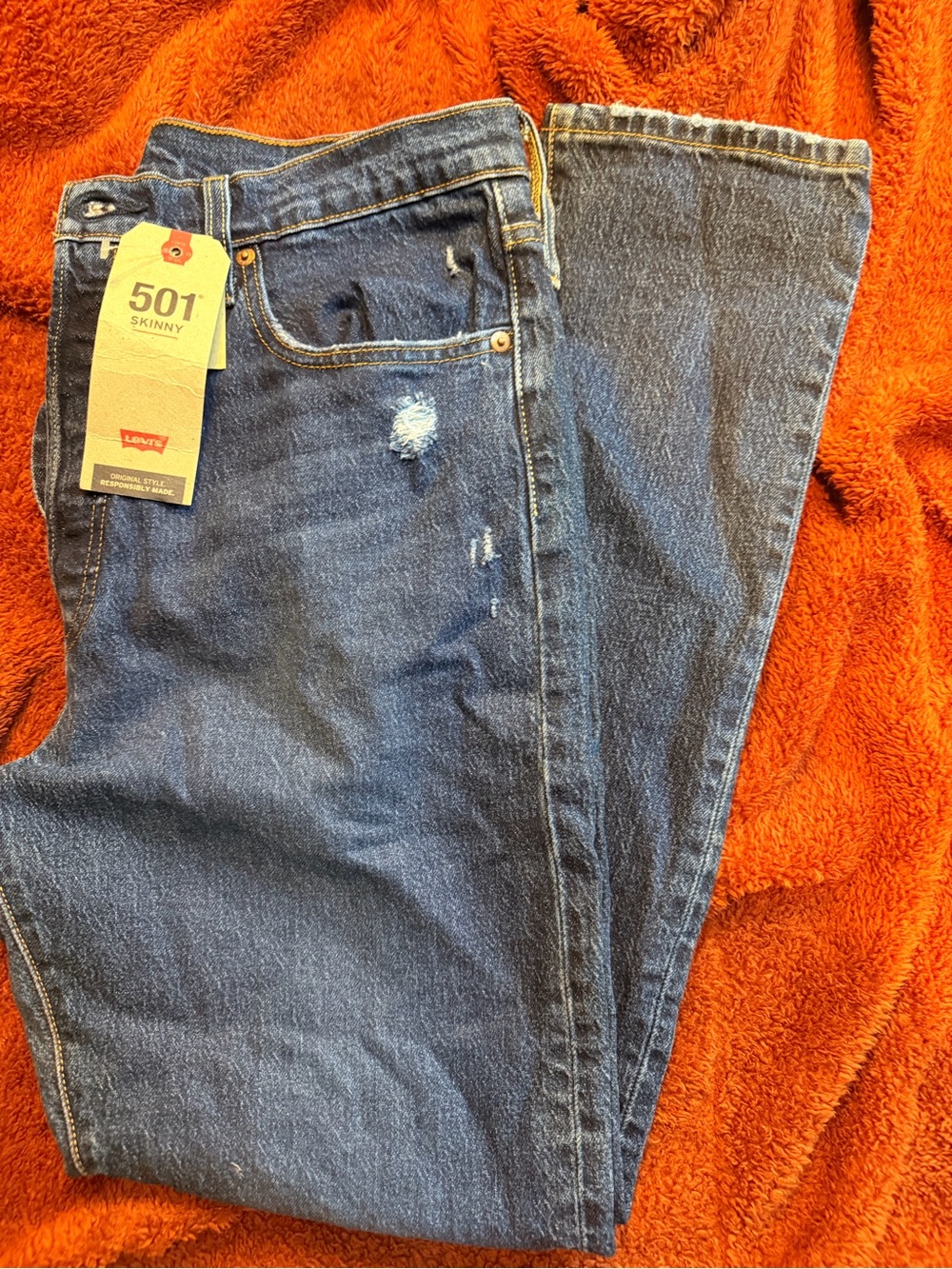 Levi's 501 Skinny Women's Dark Blue Distressed Jeans